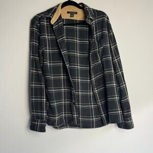 Banana Republic Men Plaid Long Sleeve Button Up Cotton Shirt Small Brown Black
